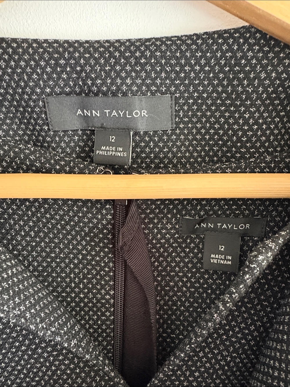 Anne Taylor Black Collarless Textured Blazer and Dress Set - Picture 3 of 5
